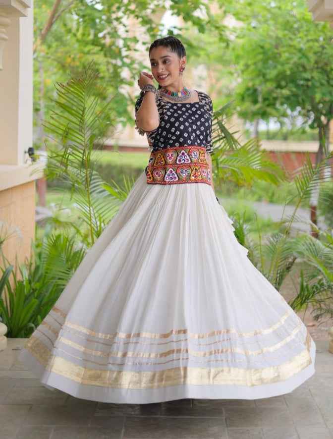 Black Pure Cora Cotton Attractive Gota Patti Work Navratri Lehenga Choli
