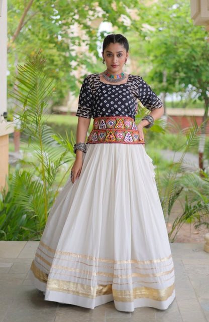 Black Pure Cora Cotton Attractive Gota Patti Work Navratri Lehenga Choli