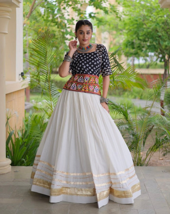 Black Pure Cora Cotton Attractive Gota Patti Work Navratri Lehenga Choli