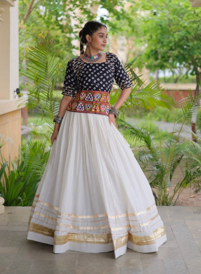 Black Pure Cora Cotton Attractive Gota Patti Work Navratri Lehenga Choli