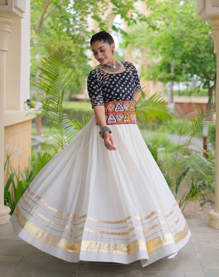 Black Pure Cora Cotton Attractive Gota Patti Work Navratri Lehenga Choli
