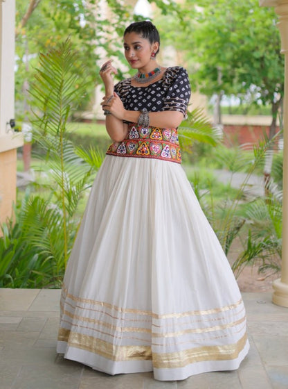 Black Pure Cora Cotton Attractive Gota Patti Work Navratri Lehenga Choli