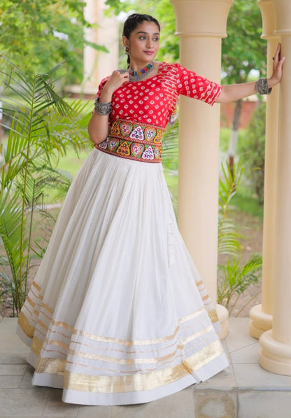 Orange Pure Cora Cotton Attractive Gota Patti Work Navratri Lehenga Choli