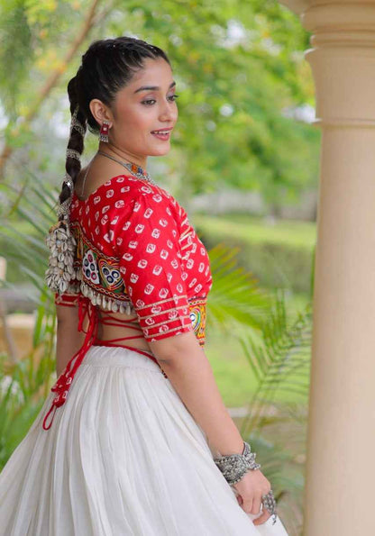 Orange Pure Cora Cotton Attractive Gota Patti Work Navratri Lehenga Choli