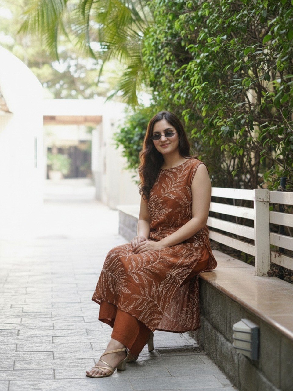 Rust Pure Soft Reyon Cotton Blend Print Salwar Suit