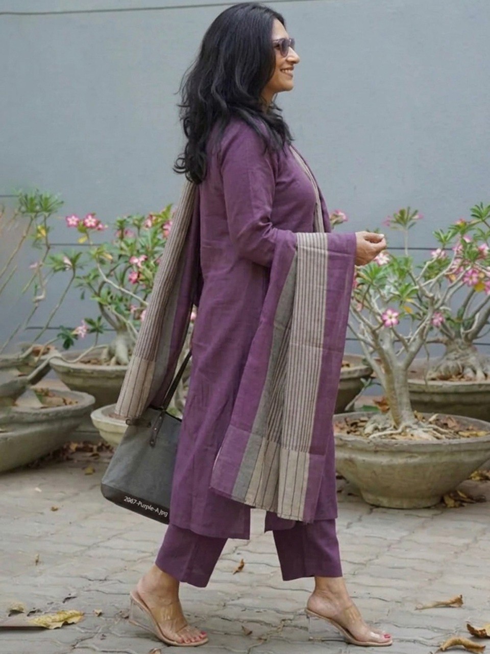 Purple Pure Soft Reyon Cotton Blend Print Salwar Suit