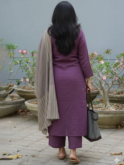 Purple Pure Soft Reyon Cotton Blend Print Salwar Suit