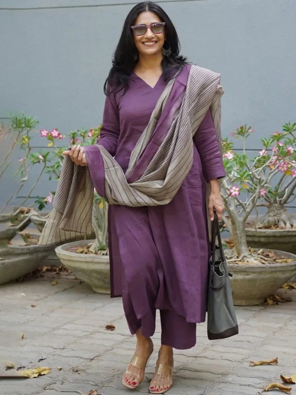 Purple Pure Soft Reyon Cotton Blend Print Salwar Suit