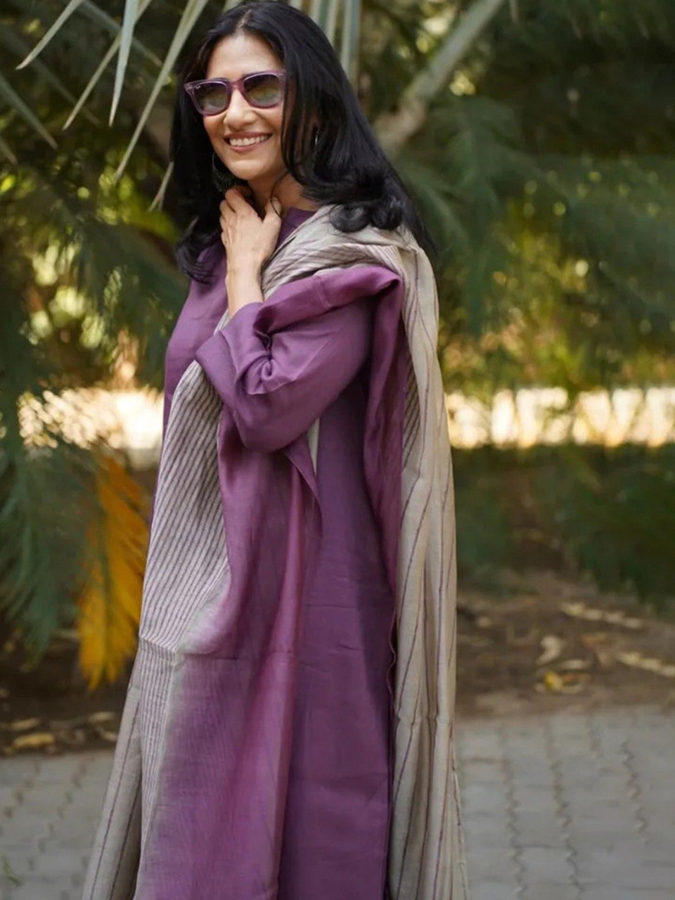 Purple Pure Soft Reyon Cotton Blend Print Salwar Suit