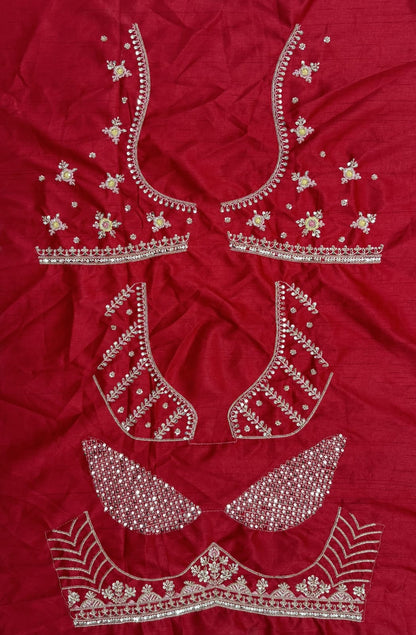 Red Pure Soft Pink Moti Handwork Peacock Multi Cotton thread Sequins Work Bridal Lehenga Choli