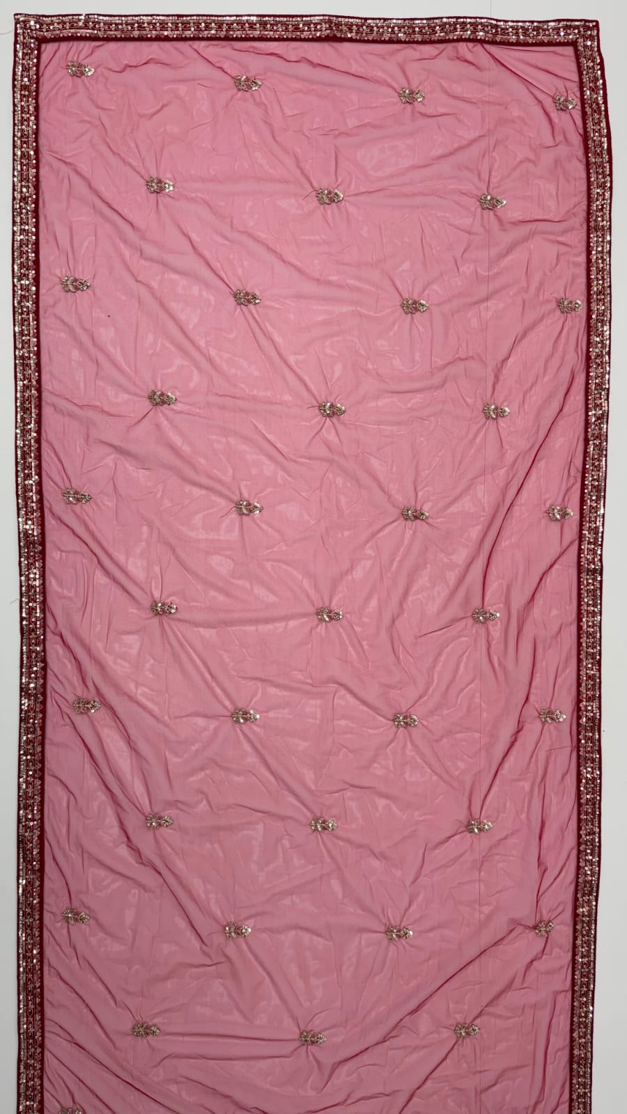 Red Pure Soft Pink Moti Handwork Peacock Multi Cotton thread Sequins Work Bridal Lehenga Choli