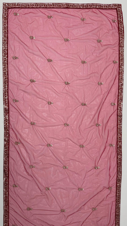 Red Pure Soft Pink Moti Handwork Peacock Multi Cotton thread Sequins Work Bridal Lehenga Choli