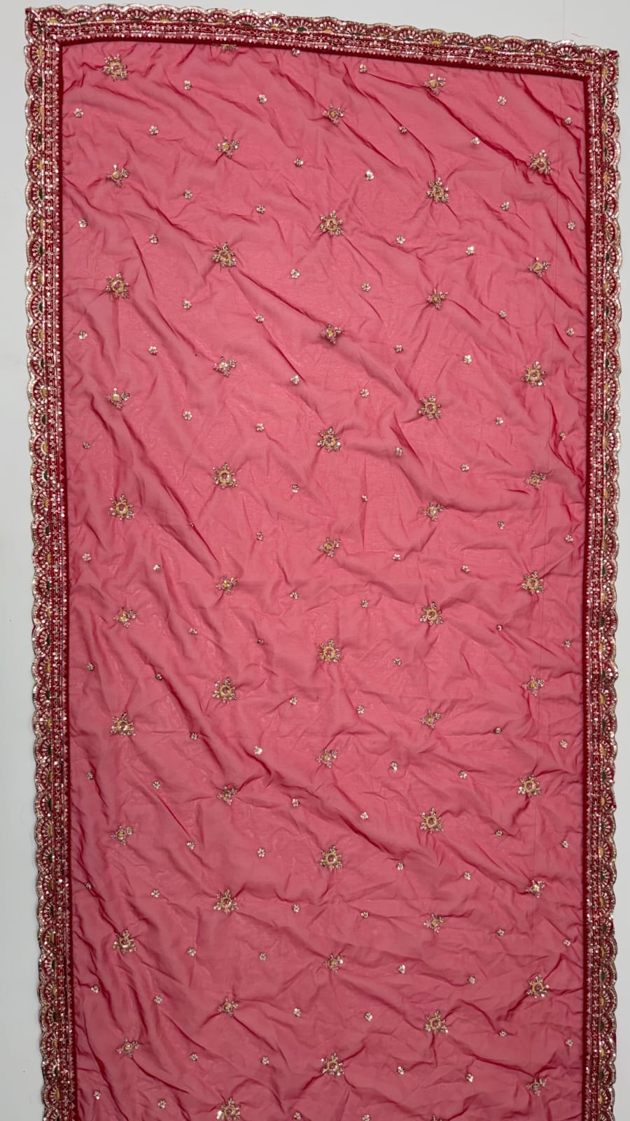 Red Pure Soft Pink Moti Handwork Peacock Multi Cotton thread Sequins Work Bridal Lehenga Choli