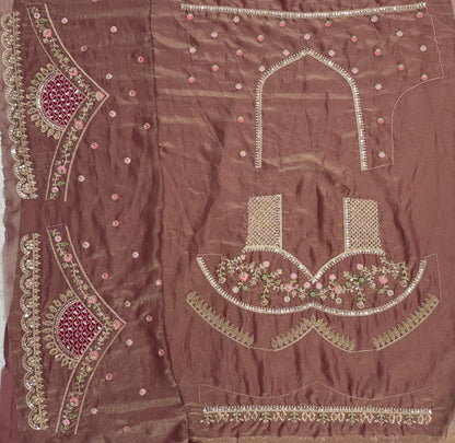 Multi Pure Banarasi Silk Handwork Moti Dori &amp; Multi Thread Sequins Work Bridal Lehenga Choli