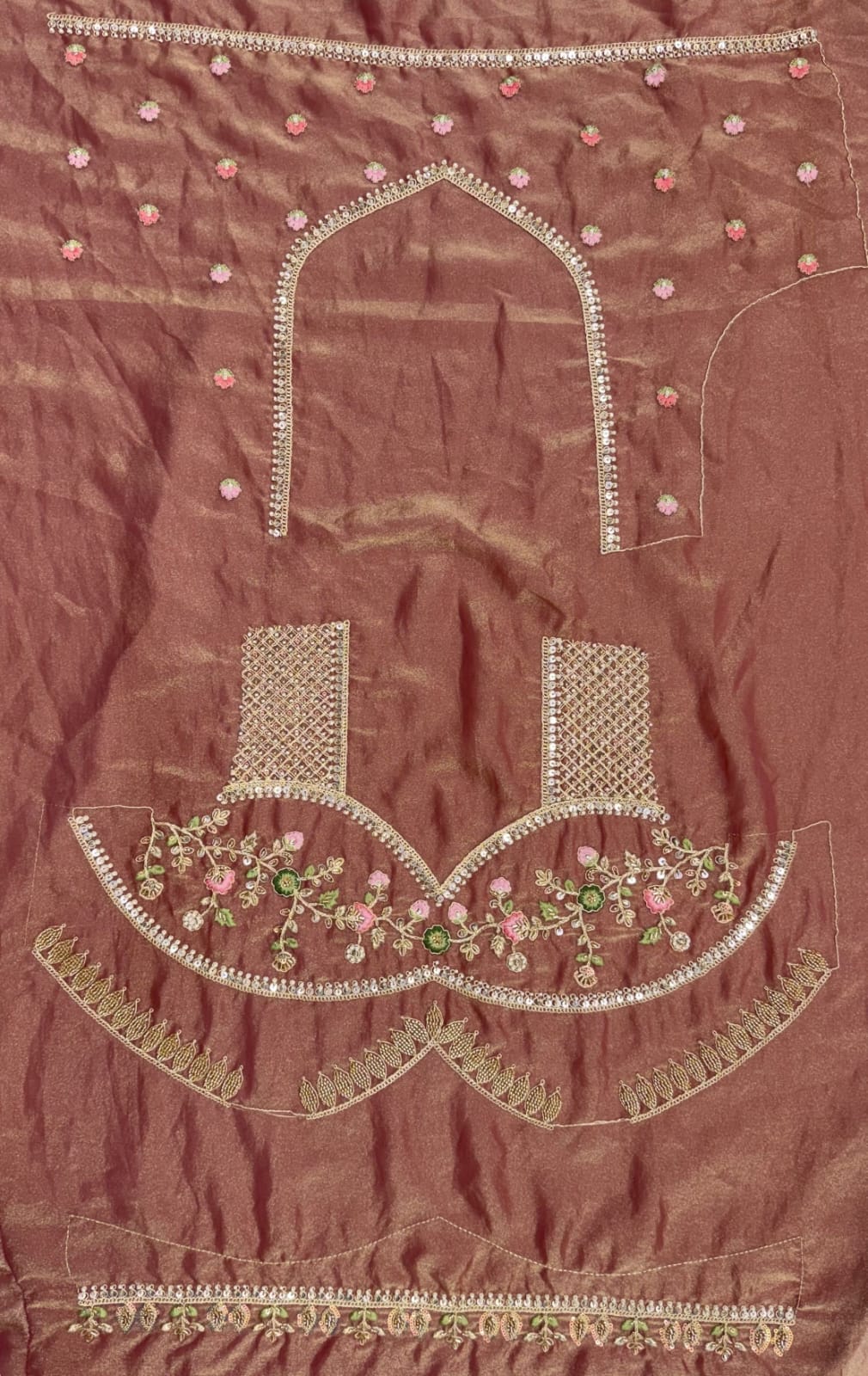 Multi Pure Banarasi Silk Handwork Moti Dori &amp; Multi Thread Sequins Work Bridal Lehenga Choli