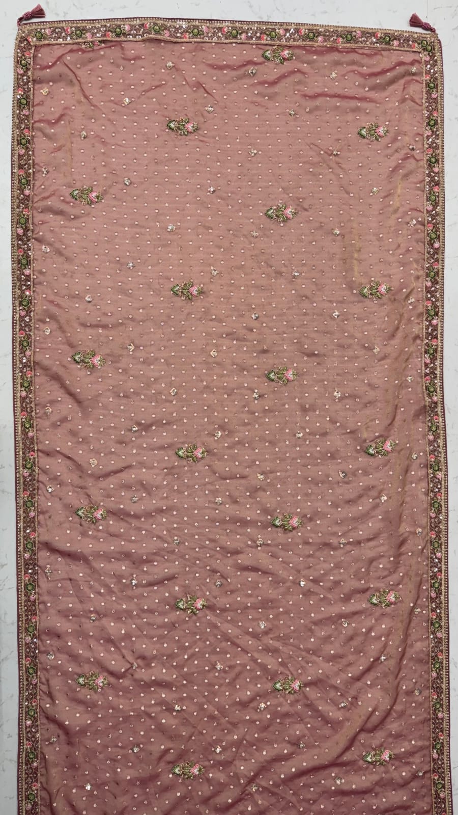 Multi Pure Banarasi Silk Handwork Moti Dori &amp; Multi Thread Sequins Work Bridal Lehenga Choli