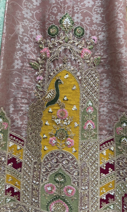 Multi Pure Banarasi Silk Handwork Moti Dori &amp; Multi Thread Sequins Work Bridal Lehenga Choli