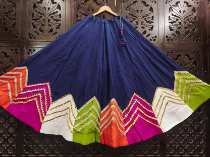Blue Pure Rayon Cotton Multi Print Patch Work Navratri Lehenga Choli