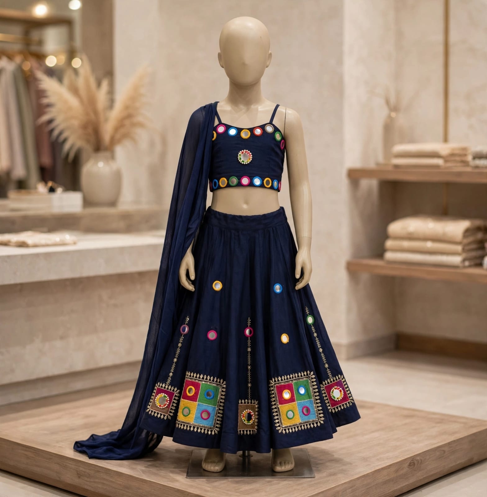 Black Pure Reyon Cotton Embroidery Thread &amp; Mirror Work Kid&