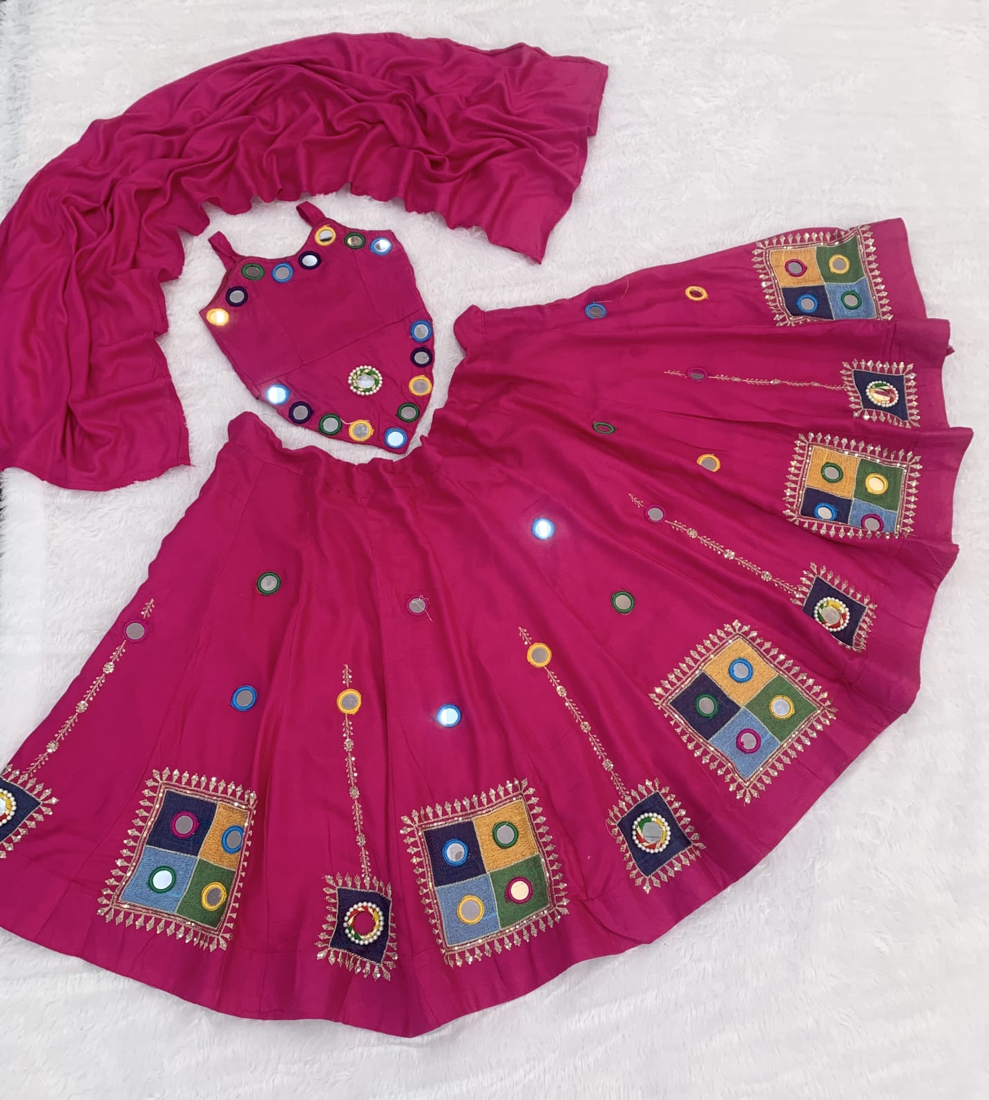 Rani Pure Reyon Cotton Embroidery Thread &amp; Mirror Work Kid&