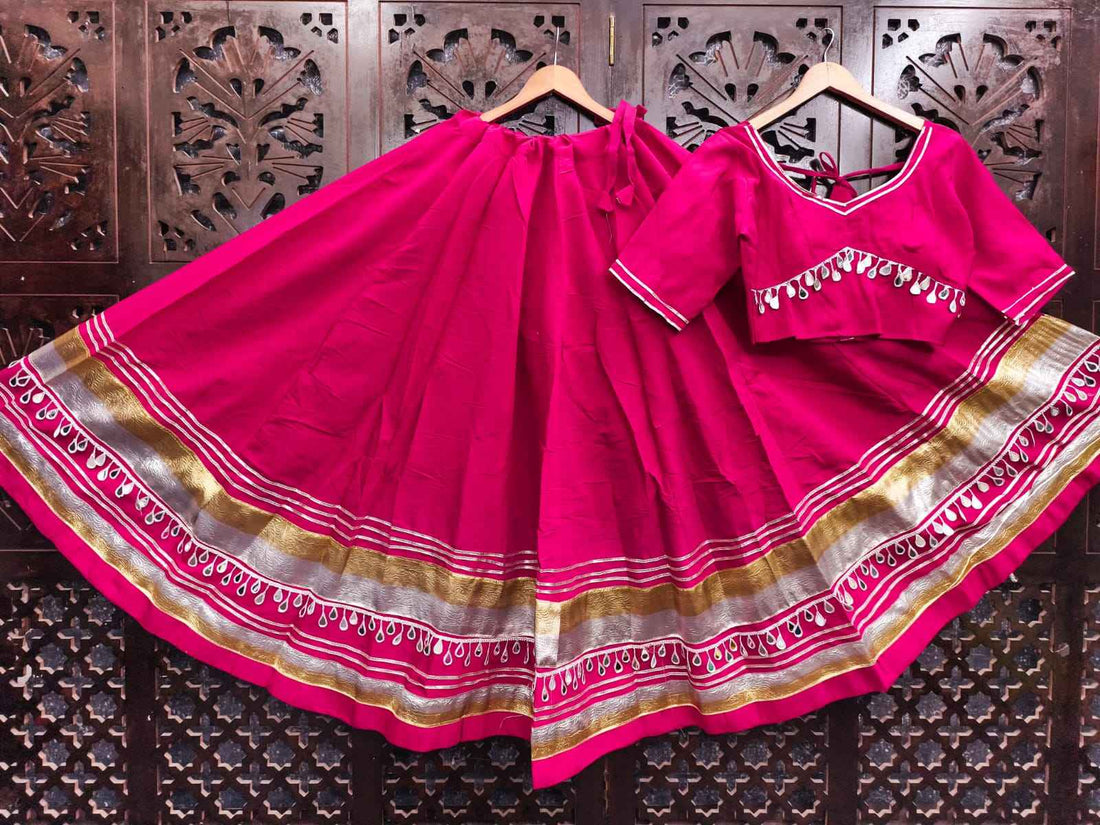 Rani Pure Roman Silk Multi Thread Gotta Patti Mirror Work Navratri Lehenga Choli