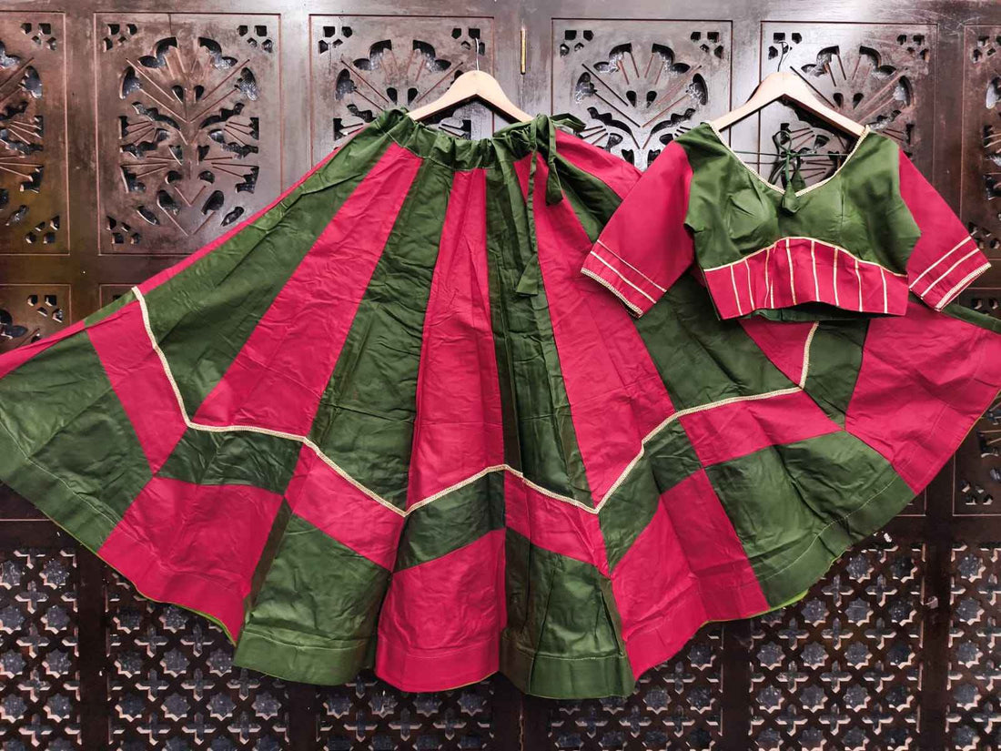 Rani Pure Roman Silk 06 Mtr Flair Double Colour Shade Navratri Lehenga Choli