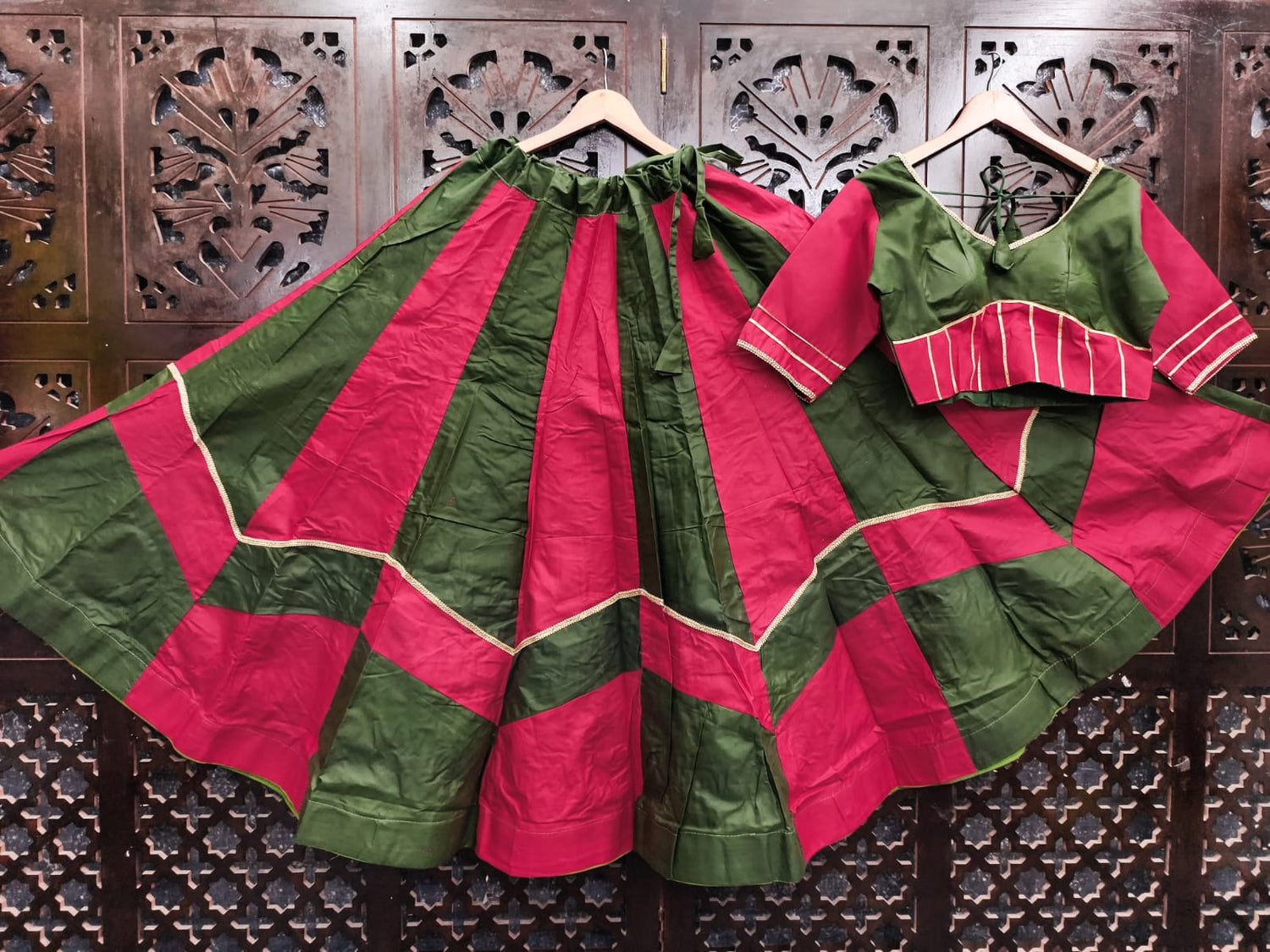 Rani Pure Roman Silk 06 Mtr Flair Double Colour Shade Navratri Lehenga Choli