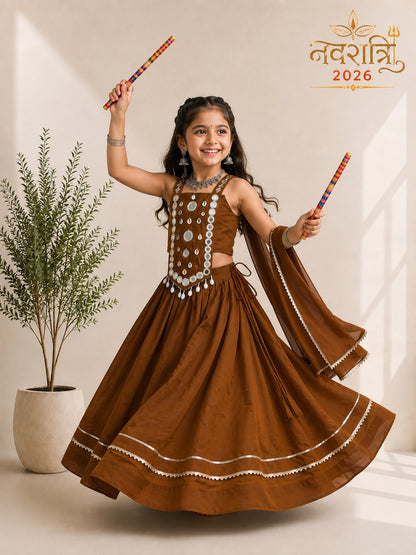 Brown Pure Roman Silk Heavy  Work Kid&