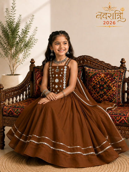 Brown Pure Roman Silk Heavy  Work Kid&