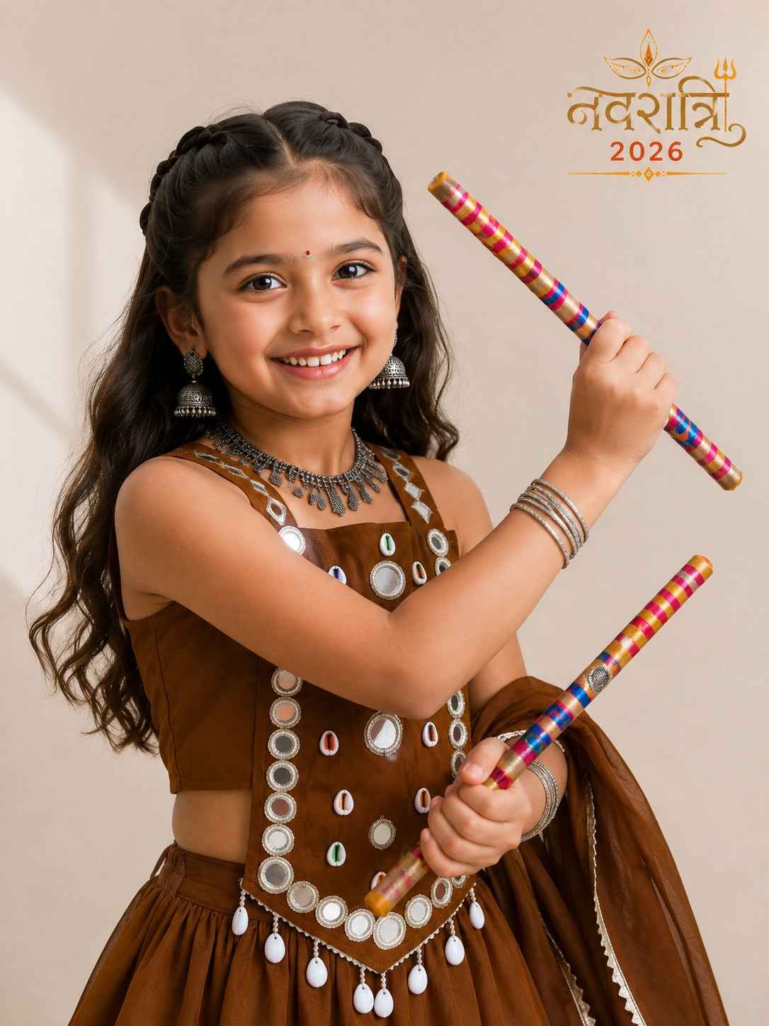 Brown Pure Roman Silk Heavy  Work Kid&