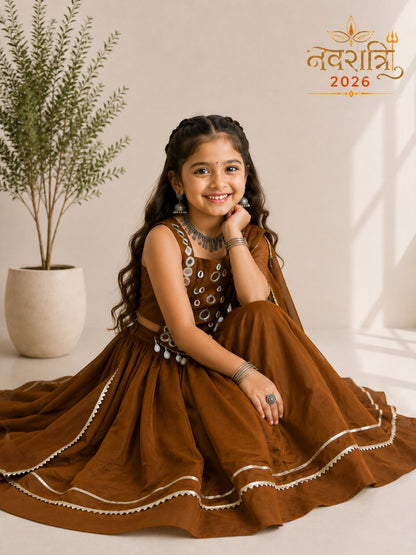Brown Pure Roman Silk Heavy  Work Kid&