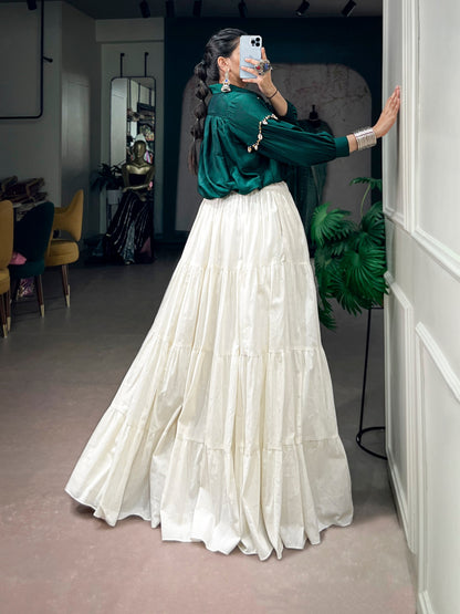Green Pure Reyon Cotton Kutchi Gamthi Work Navratri Lehenga Choli