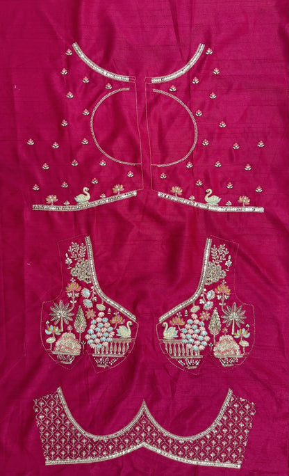 Red Pure Sub Silk Premium Heavy Beads &amp; Motif Dori Embroidery Zari Sequins Hand Work Bridal Lehenga Choli