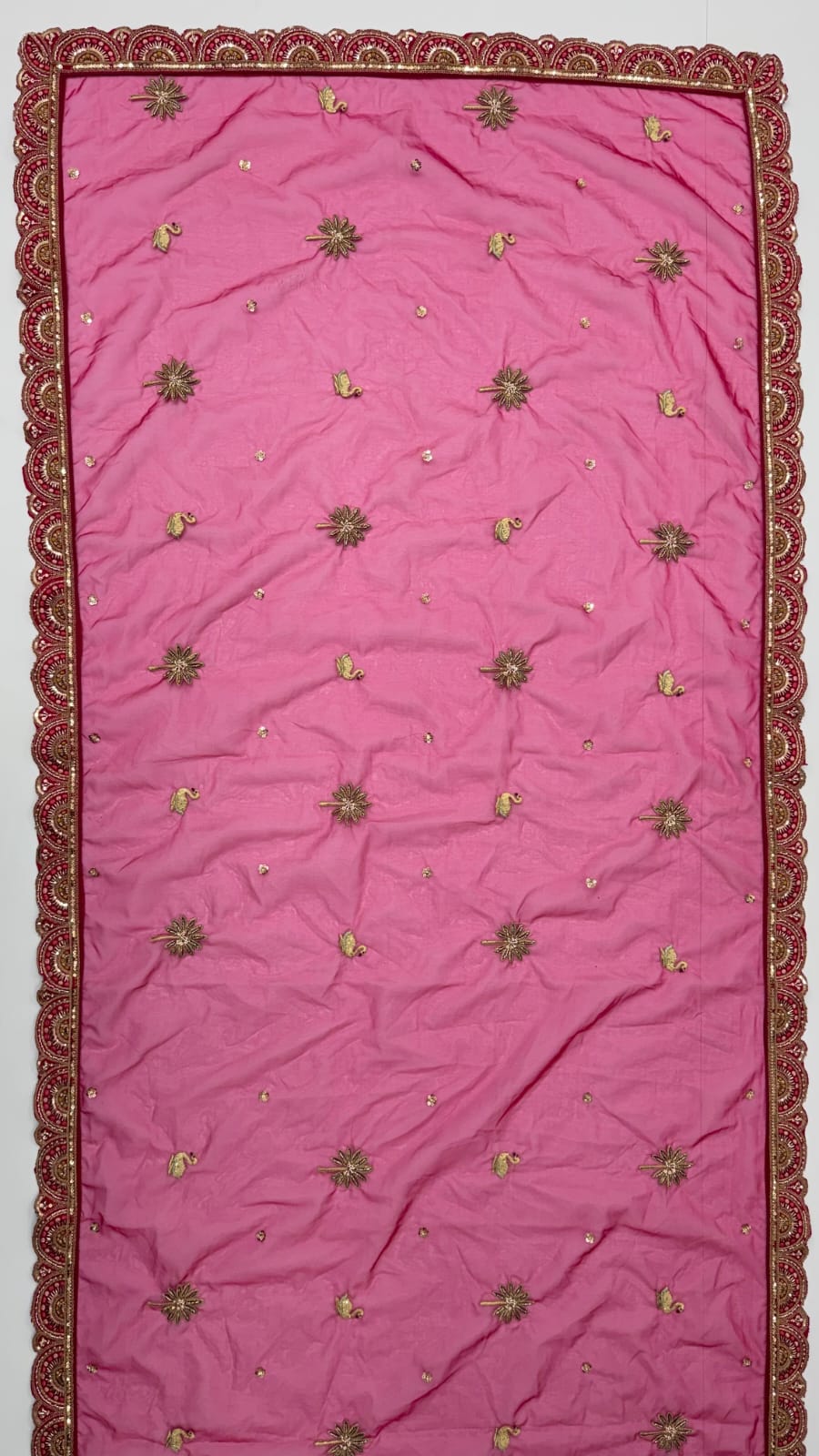 Red Pure Sub Silk Premium Heavy Beads &amp; Motif Dori Embroidery Zari Sequins Hand Work Bridal Lehenga Choli