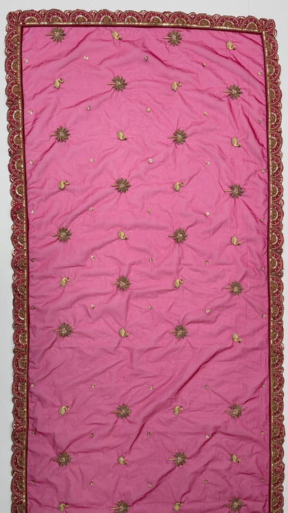 Red Pure Sub Silk Premium Heavy Beads &amp; Motif Dori Embroidery Zari Sequins Hand Work Bridal Lehenga Choli