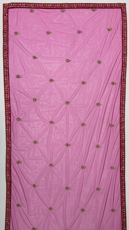 Pink Pure Sub Silk Premium Heavy Beads &amp; Motif Dori Embroidery Zari Sequins Hand Work Bridal Lehenga Choli