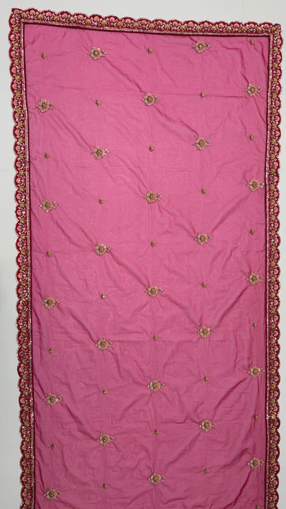 Pink Pure Sub Silk Premium Heavy Beads &amp; Motif Dori Embroidery Zari Sequins Hand Work Bridal Lehenga Choli