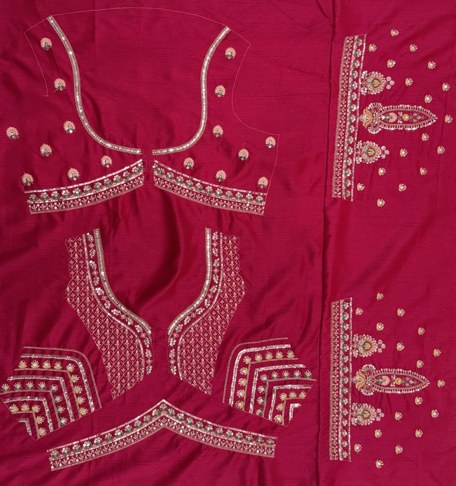 Pink Pure Sub Silk Premium Heavy Beads &amp; Motif Dori Embroidery Zari Sequins Hand Work Bridal Lehenga Choli