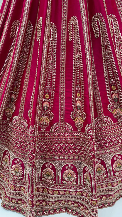 Pink Pure Sub Silk Premium Heavy Beads &amp; Motif Dori Embroidery Zari Sequins Hand Work Bridal Lehenga Choli