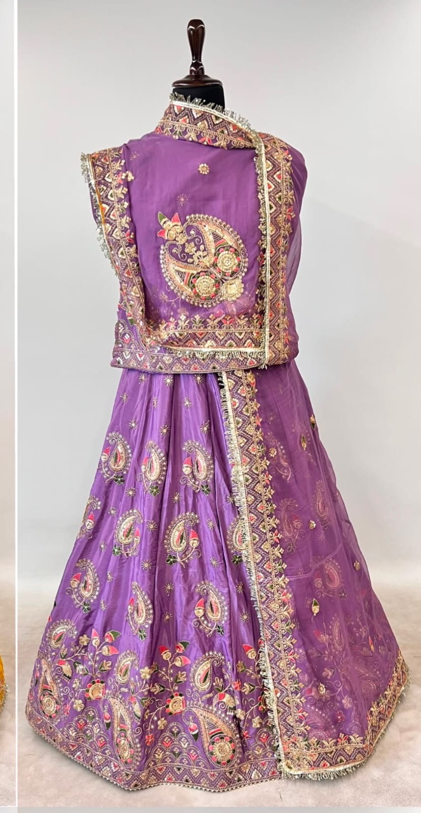 Purple Pure Gold Crush 05 Mtr Flair Lehariya Chunni Rajasthani Rajputi Lehenga Choli