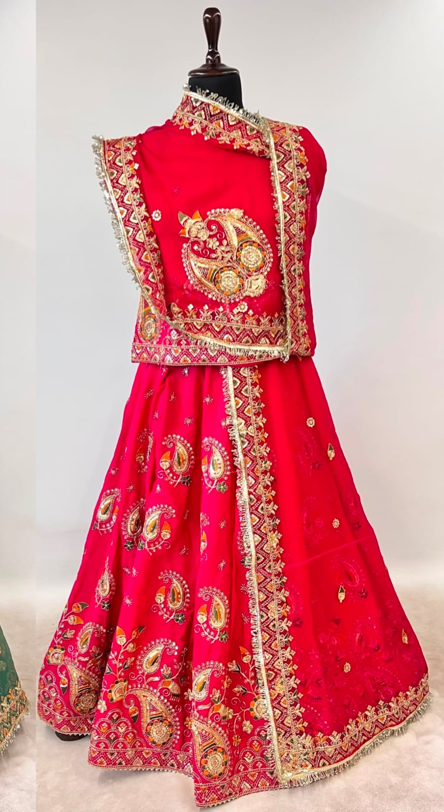 Rani Pure Gold Crush 05 Mtr Flair Lehariya Chunni Rajasthani Rajputi Lehenga Choli
