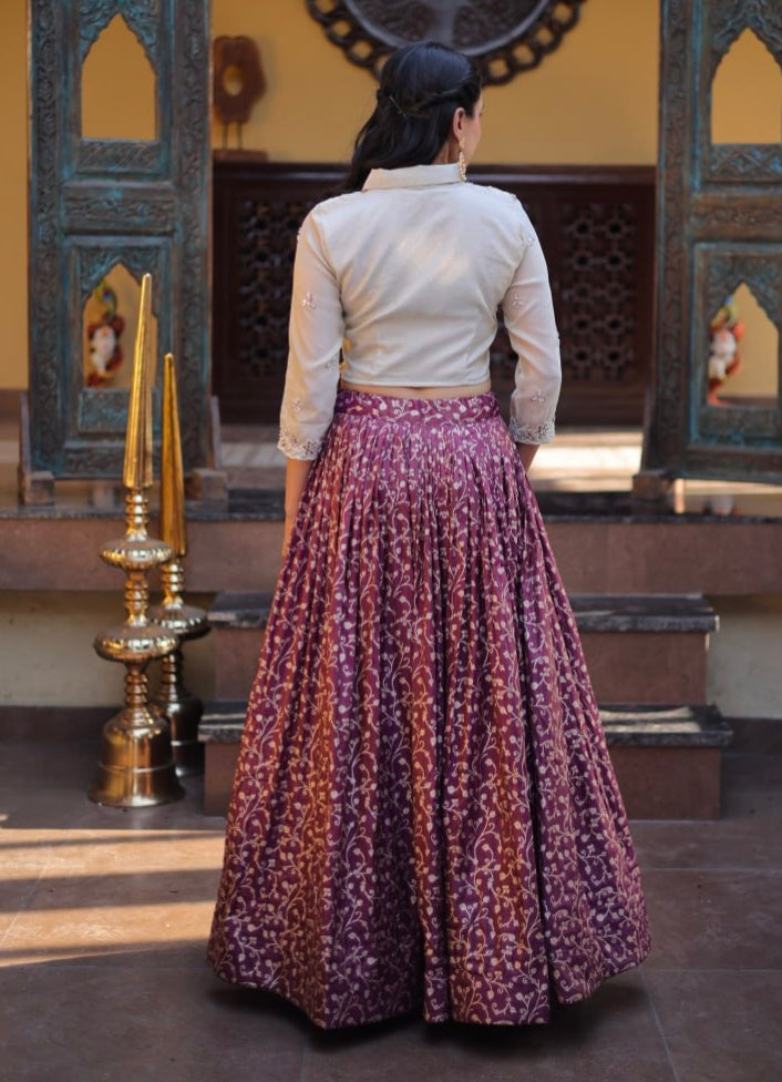 Wine Pure Cosmos Weaving jacquard Work Navratri Lehenga Choli