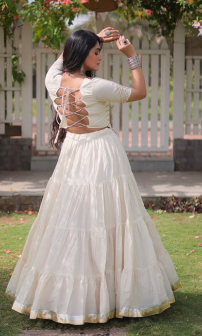 White Pure Kora Cotton with Standard kutchi Patchwork Navratri Lehenga Choli