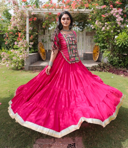 Rani Pure Kora Cotton with Standard kutchi Patchwork Navratri Lehenga Choli