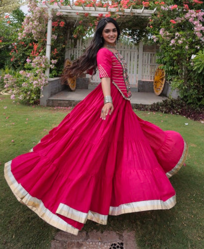 Rani Pure Kora Cotton with Standard kutchi Patchwork Navratri Lehenga Choli