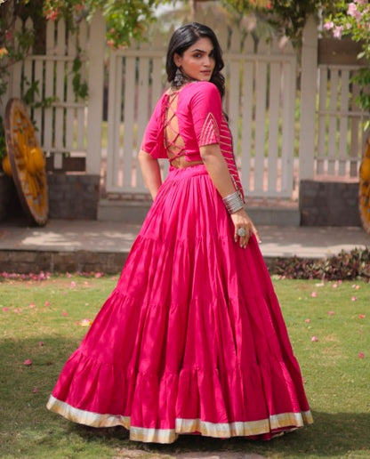 Rani Pure Kora Cotton with Standard kutchi Patchwork Navratri Lehenga Choli