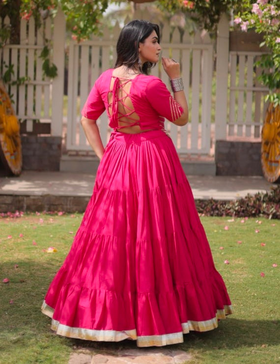 Rani Pure Kora Cotton with Standard kutchi Patchwork Navratri Lehenga Choli