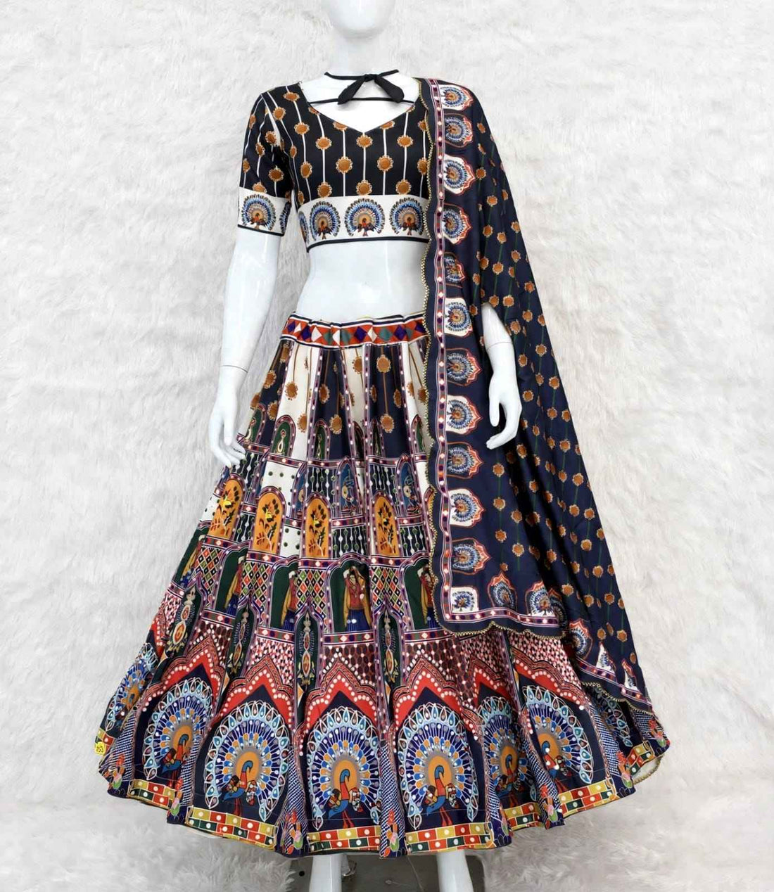 Black Pure Heavy Silk Digital Printed Kid&