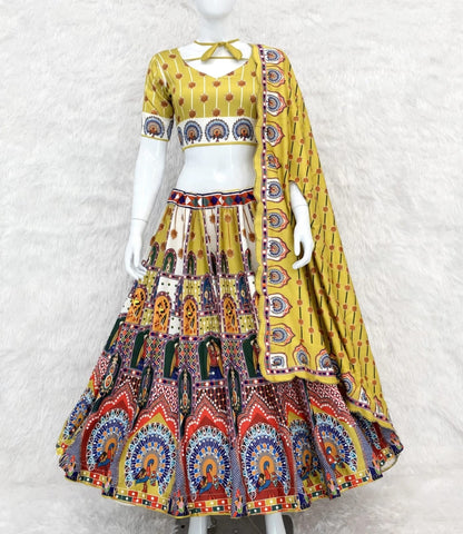 Yellow Pure Heavy Silk Digital Printed Kid&