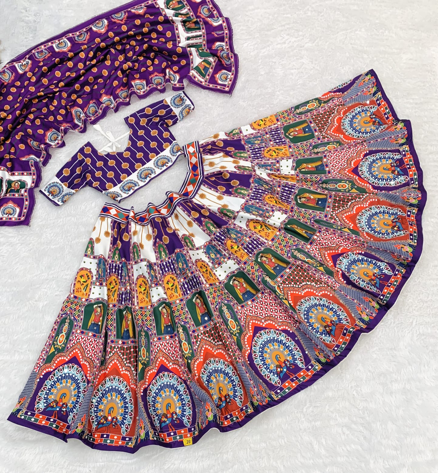 Purple Pure Heavy Silk Digital Printed Kid&